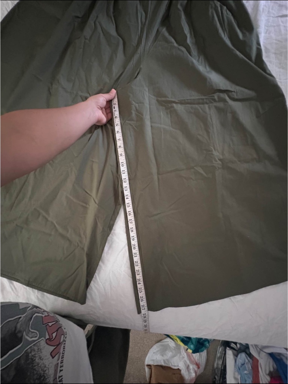Anthropologie Hutch Olive Green Wide-Leg Jumpsuit with Ruched Bodice XL - Picture 4 of 8